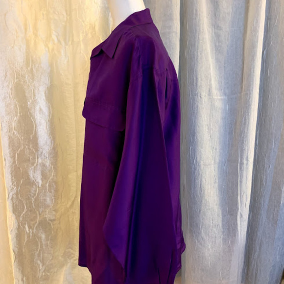 Vintage Silk Purple Button Down Shirt - Picture 4 of 6